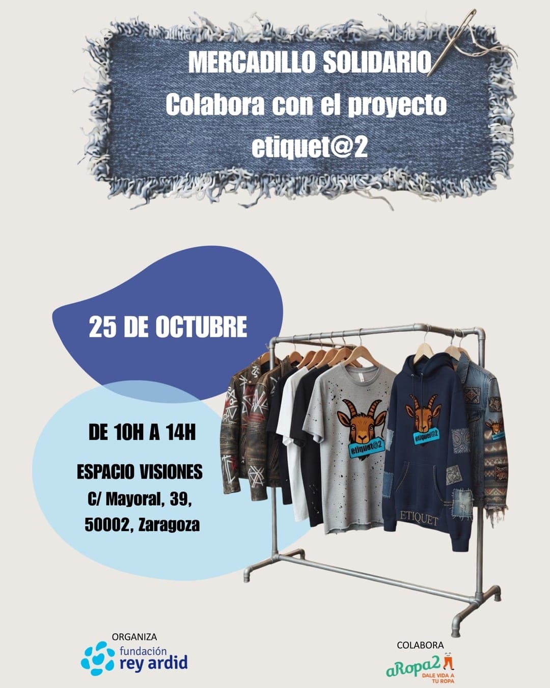 Cartel de Mercadillo solidario Etiquet@2 en Espacio Visiones
