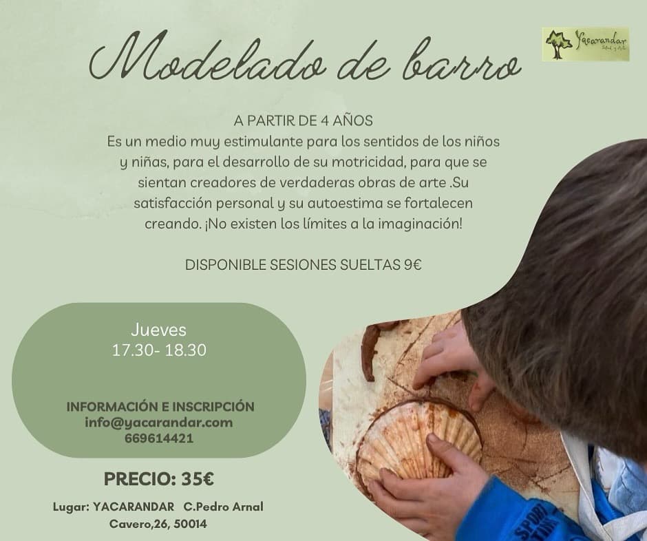 Cartel de Modelado de barro para peques en Yacarandar