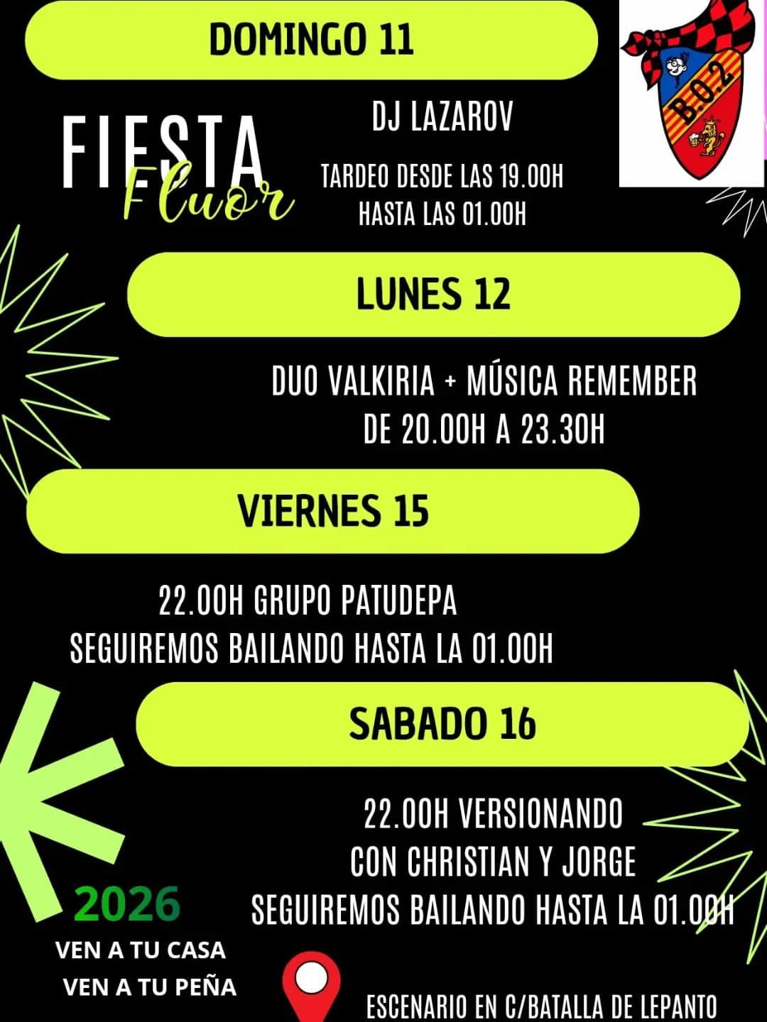Cartel de PaTuDePa en la Peña B.O.2