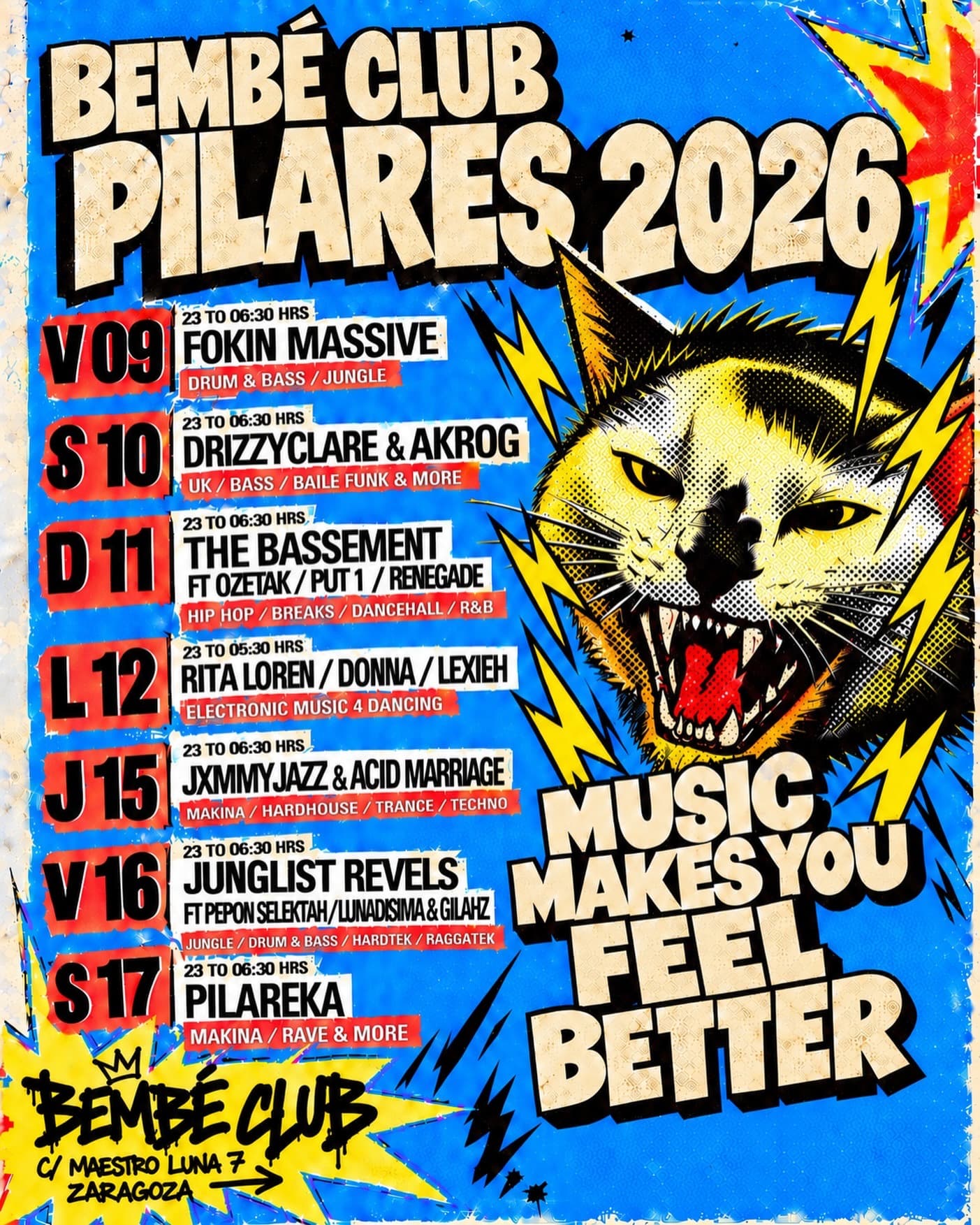 Cartel de Pilares 2026 en Bembé Club
