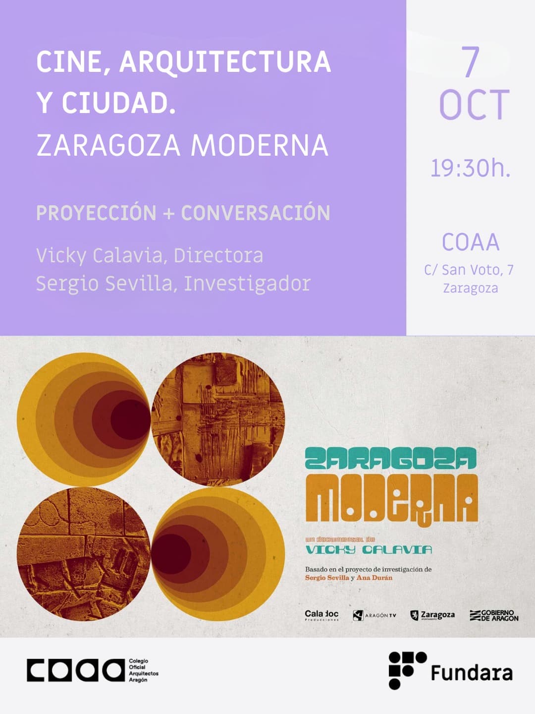Cartel de Proyección de «Zaragoza Moderna» en la Semana de la Arquitectura