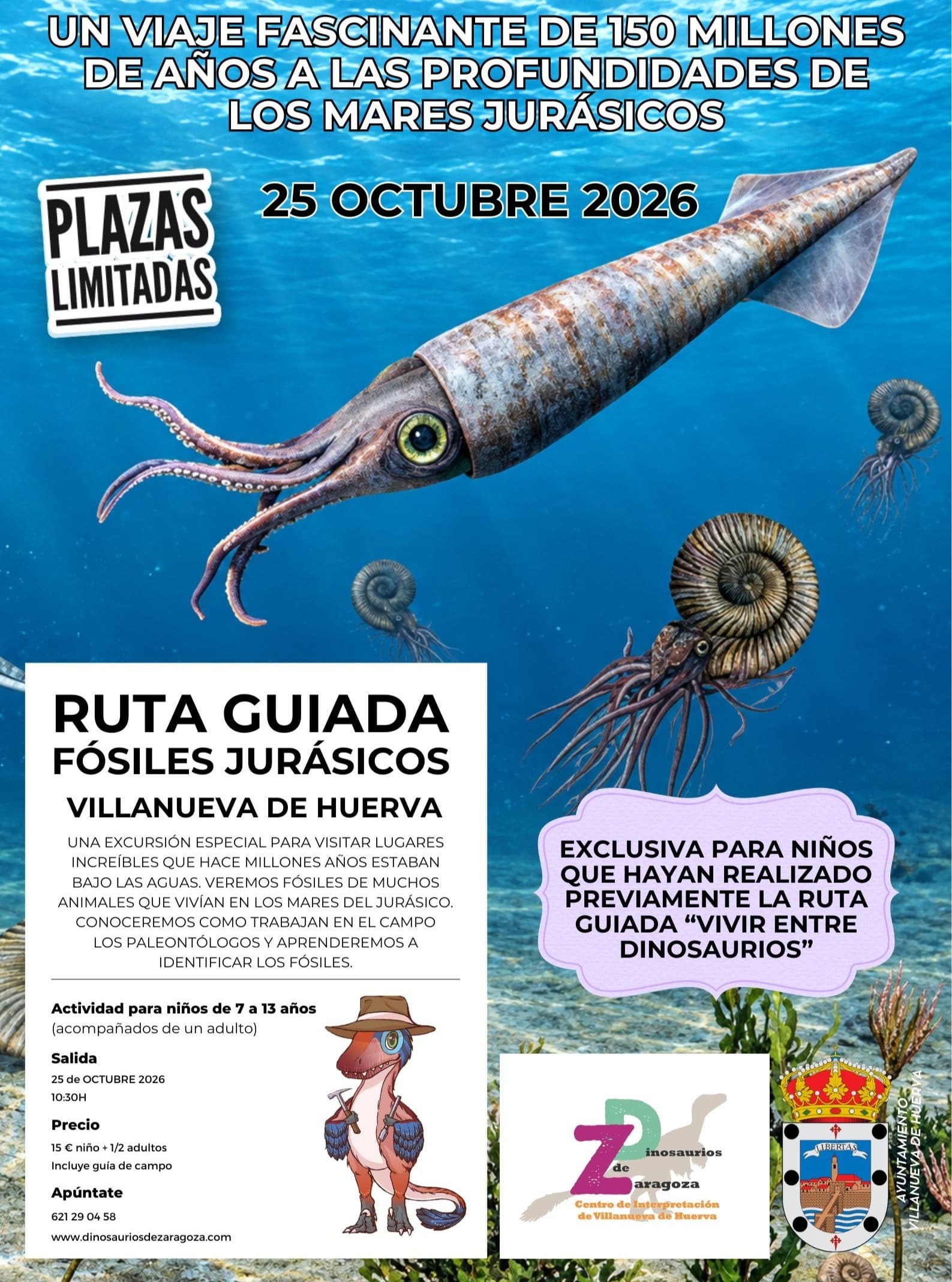 Cartel de Ruta guiada «Vivir entre dinosaurios» en Villanueva de Huerva