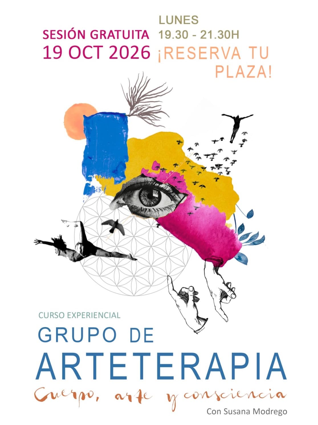 Cartel de Sesión abierta de arteterapia integral