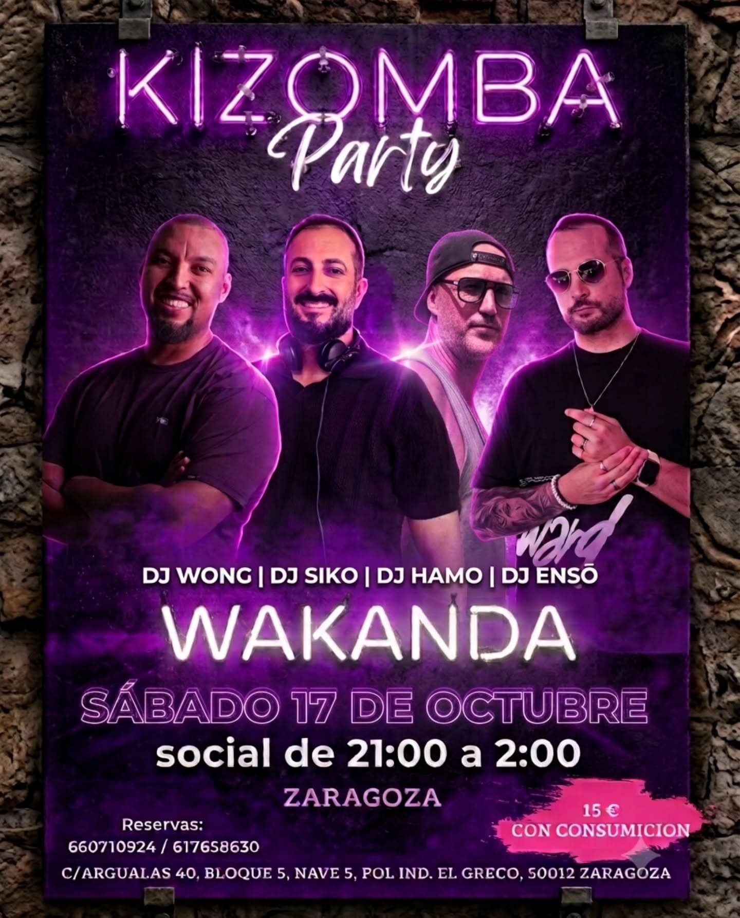 Cartel de Sesión de La Tribu en Wakanda con cuatro DJs