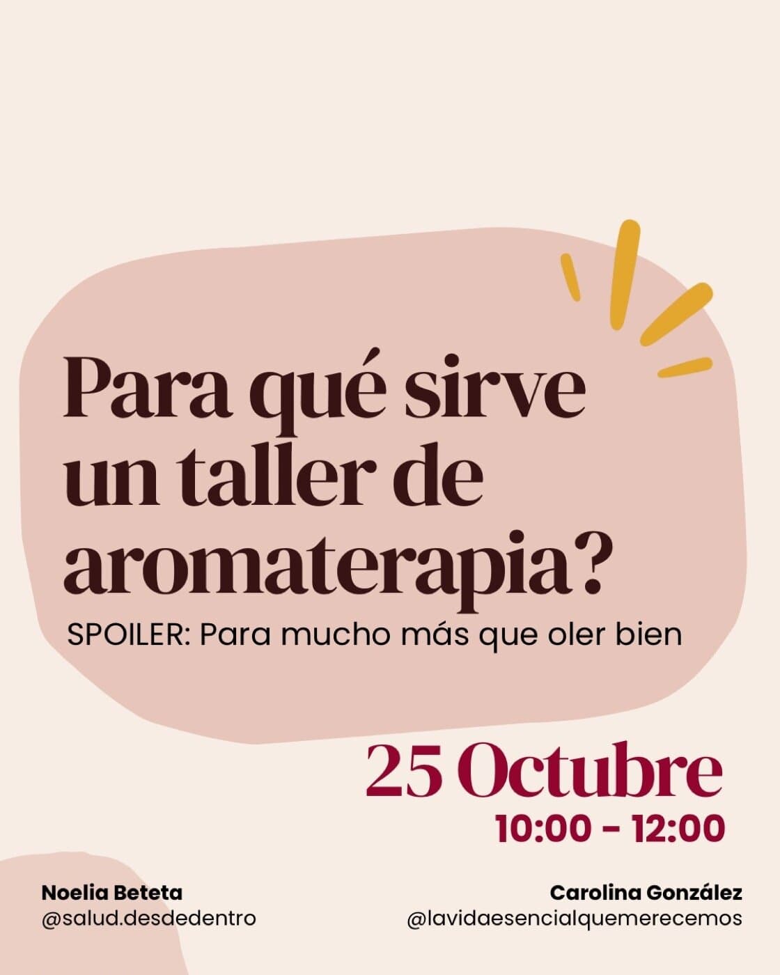 Cartel de Taller de aromaterapia en Tallerdeo
