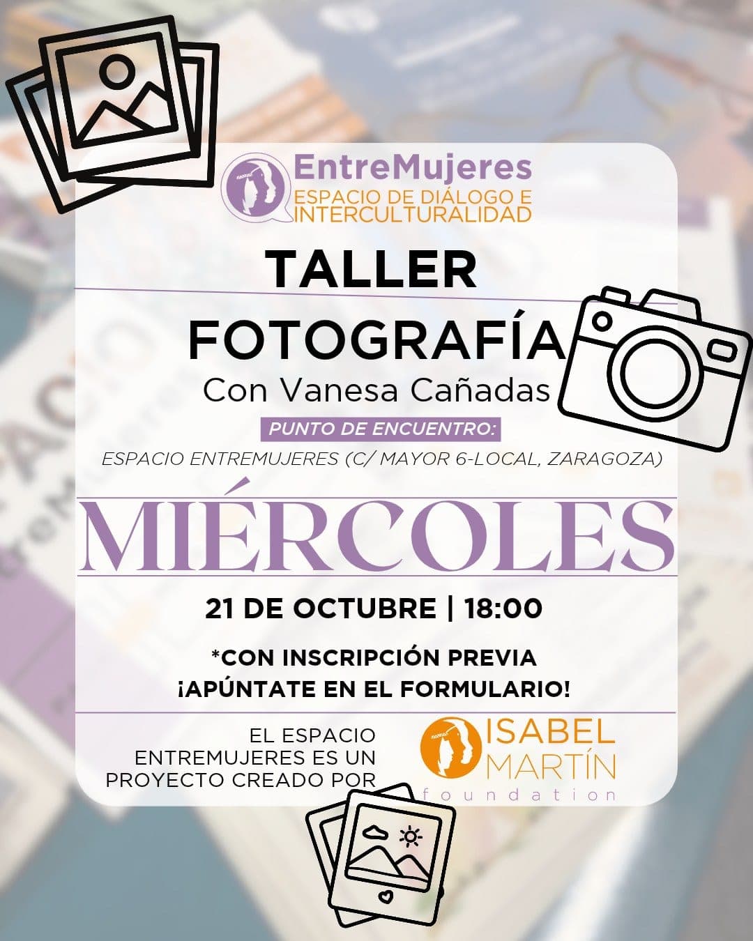 Cartel de Taller de fotografía al aire libre con Vanesa Cañadas
