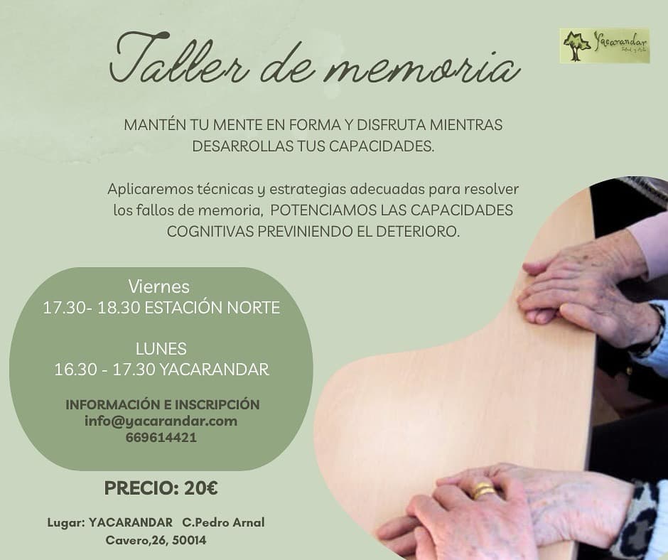 Cartel de Taller de memoria en Yacarandar