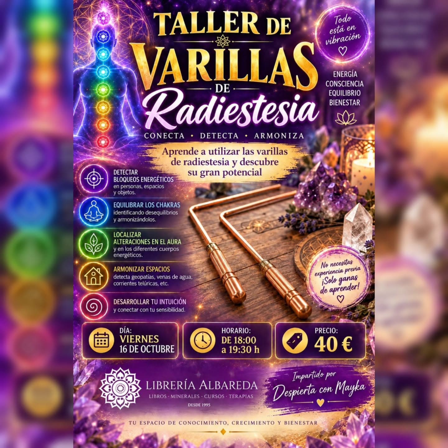 Cartel de Taller de varillas de radiestesia en Albareda