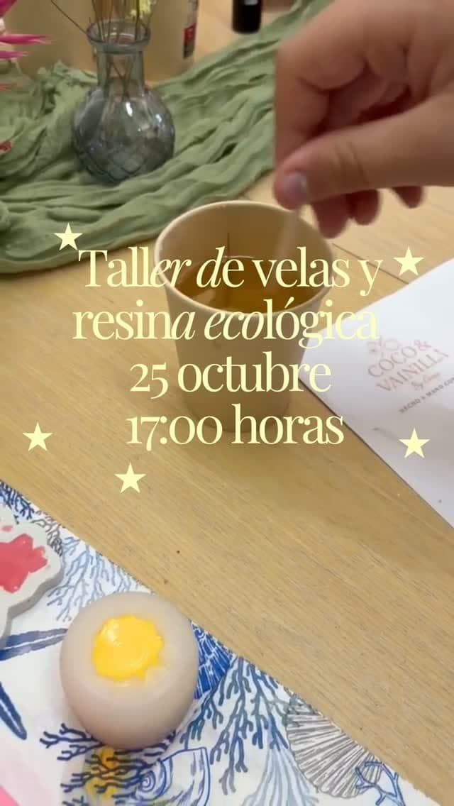 Cartel de Taller de velas y resina ecológica con Coco & Vainilla en Tallerdeo