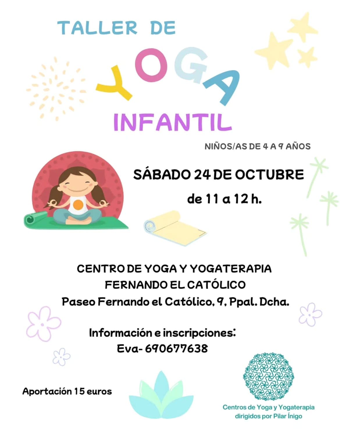 Cartel de Taller de yoga infantil (de 4 a 9 años)