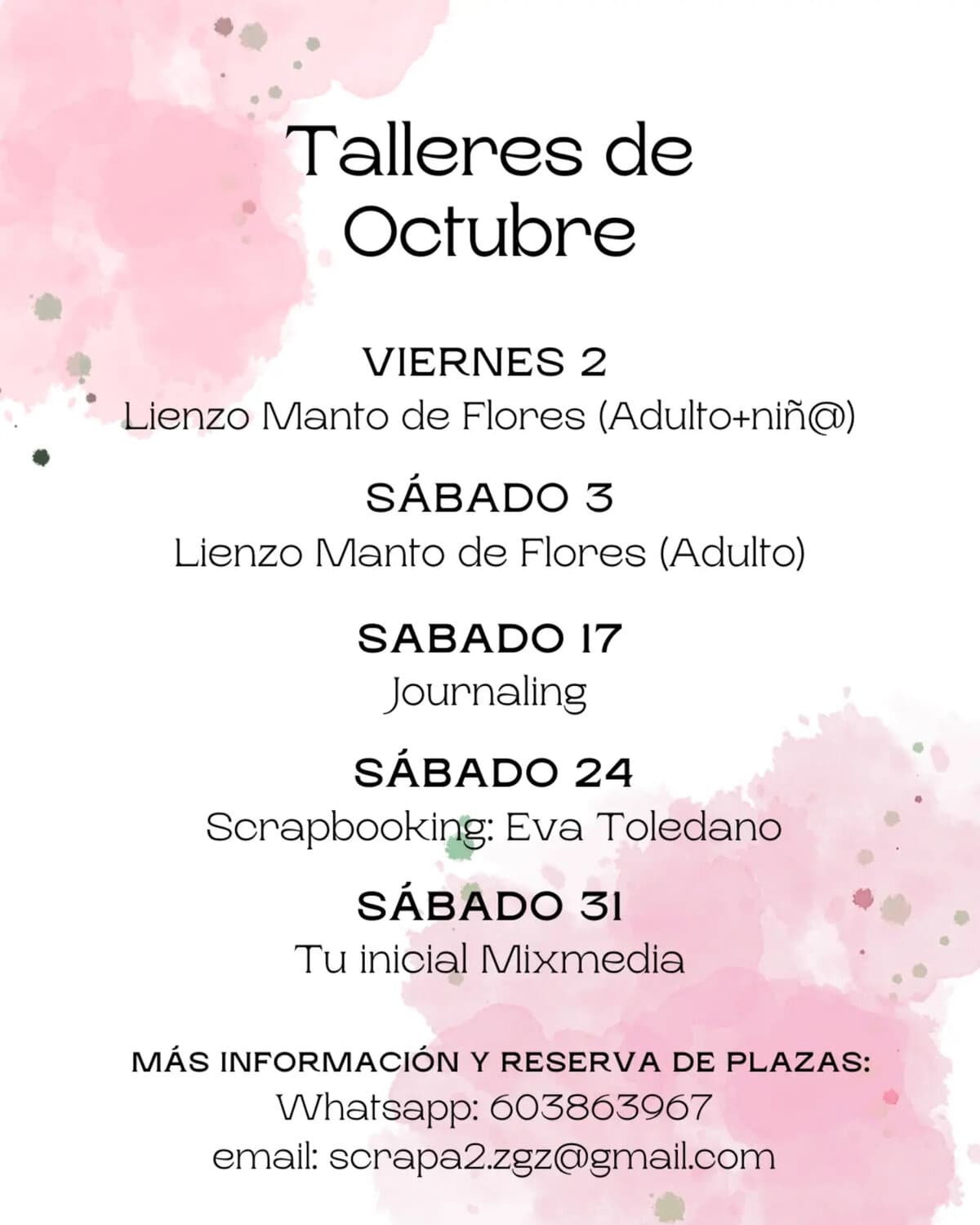 Cartel de Taller «Tu inicial mixmedia» en Scrapa2