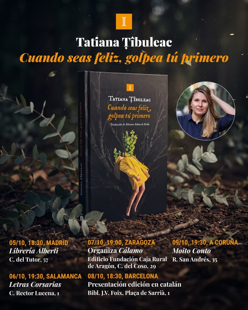 Cartel de Tatiana Țîbuleac presenta «Cuando seas feliz, golpea tú primero»