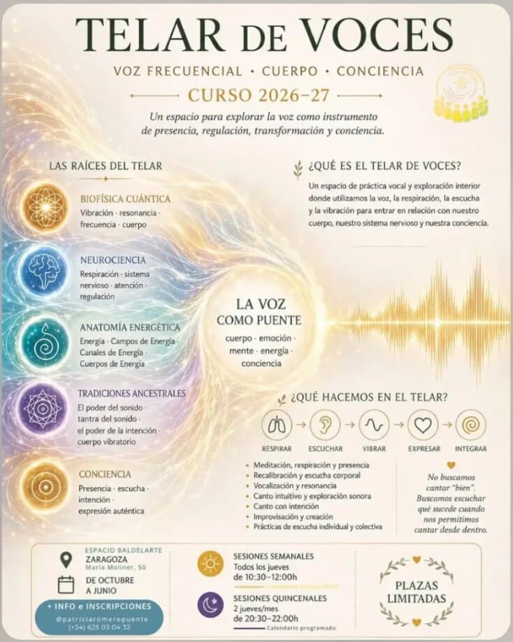 Cartel de Telar de voces: voz, cuerpo y conciencia con Patricia Romero Puente