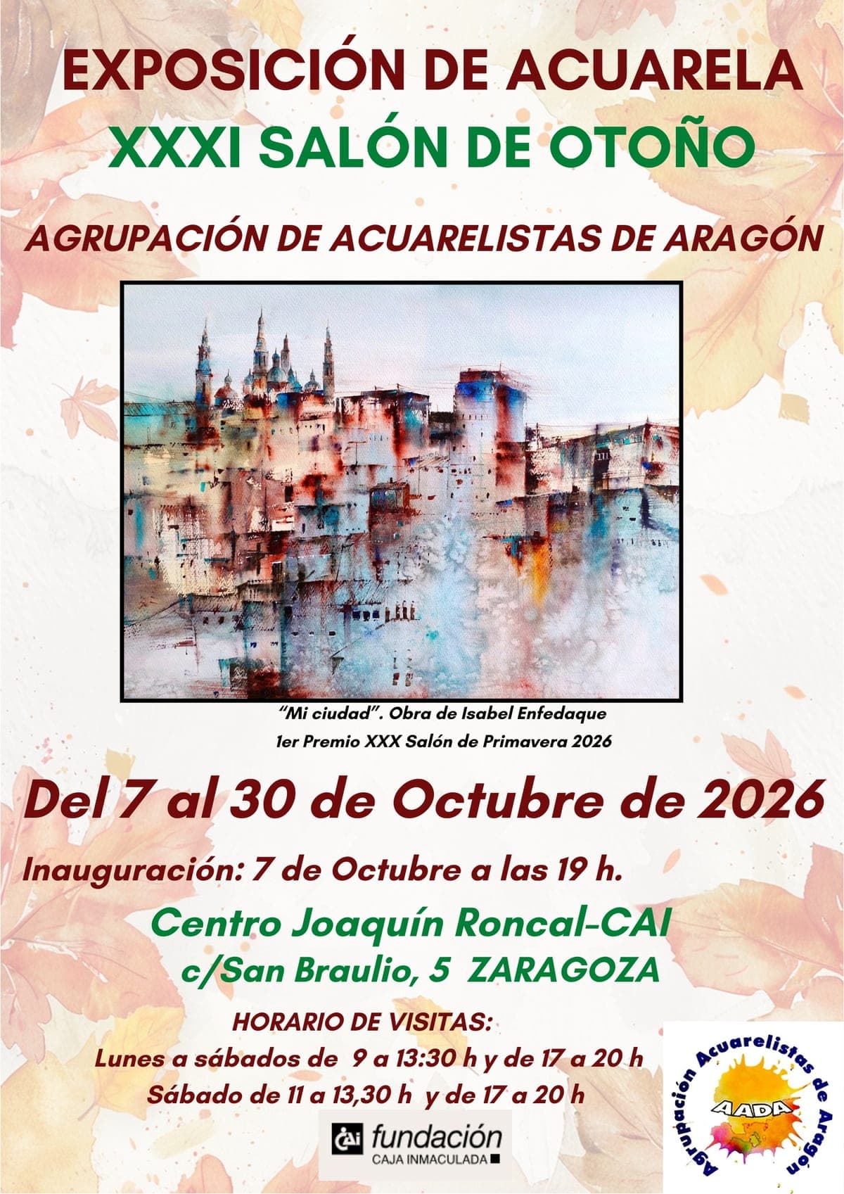 Cartel de XXXI Salón de Otoño de la Agrupación de Acuarelistas de Aragón