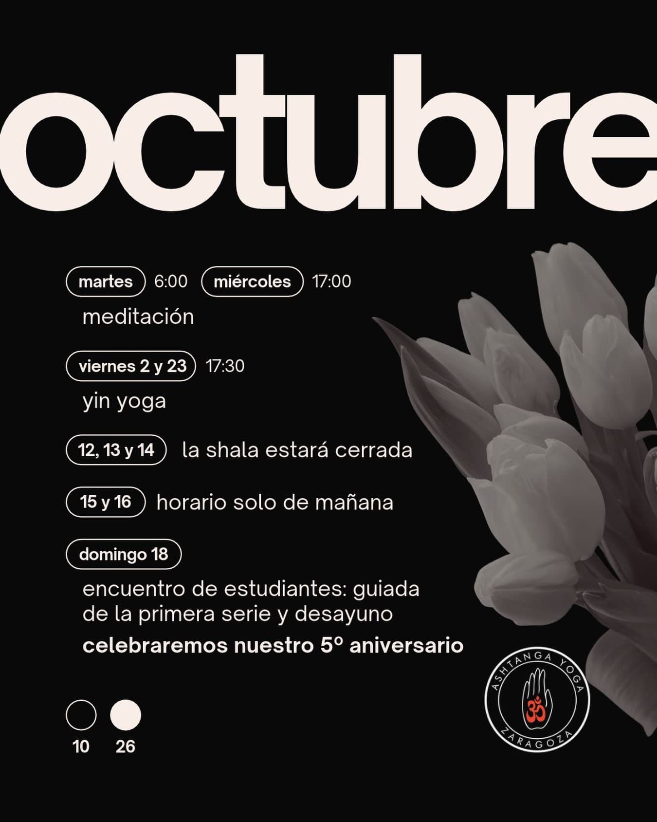 Cartel de Yin yoga en la shala de Ashtanga Yoga Zaragoza
