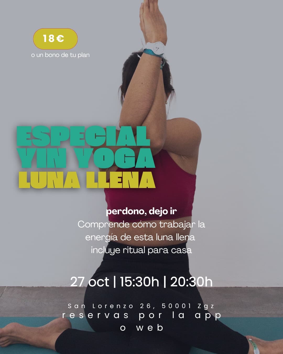 Cartel de Yin yoga especial luna llena