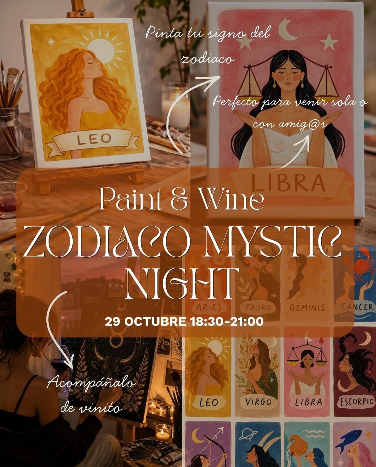 Cartel de Zodiaco Mystic Night: pinta tu signo con vino en Gemini