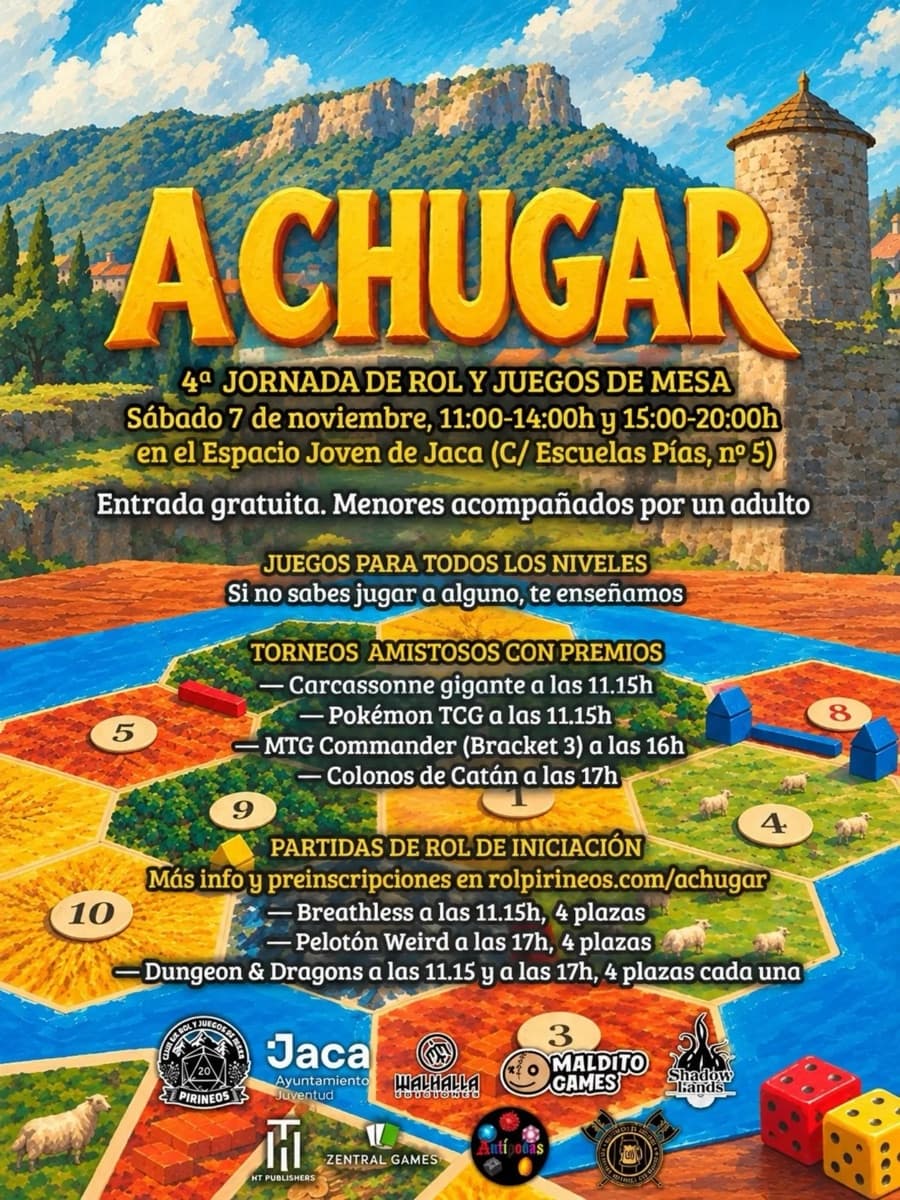Cartel de A Chugar: 4.ª jornada de rol y juegos de mesa en Jaca
