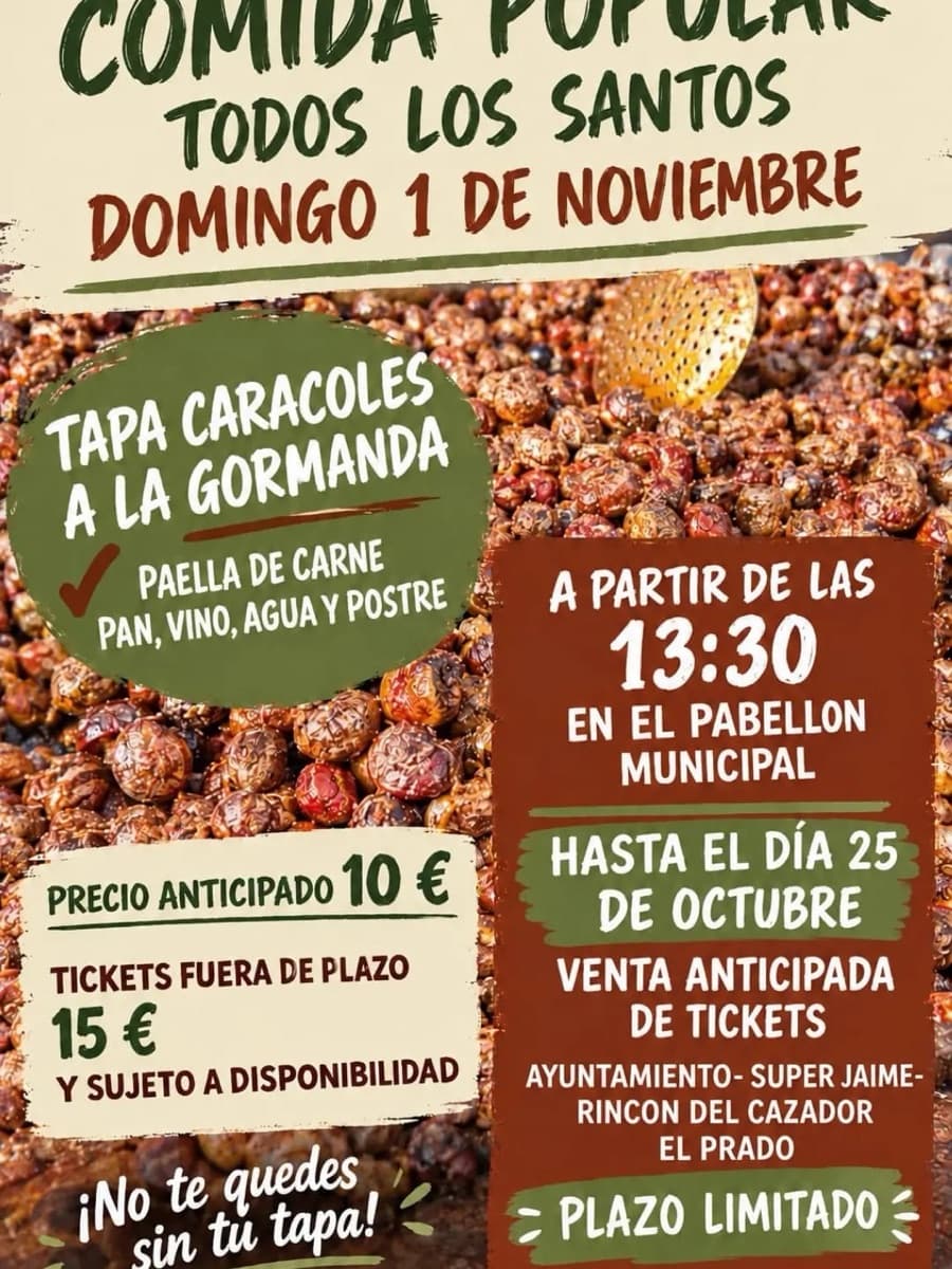 Cartel de Comida popular de Todos los Santos en San Esteban de Litera