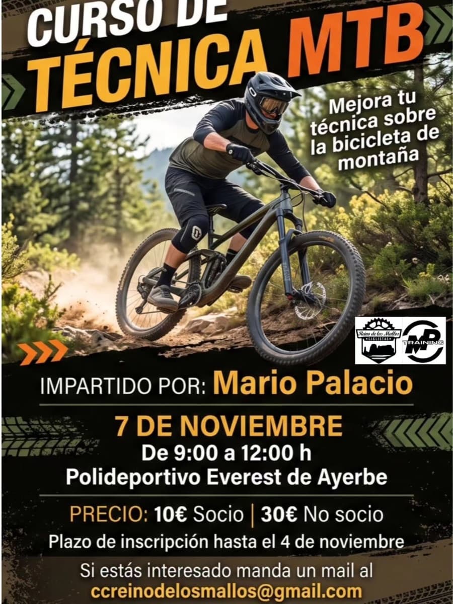 Cartel de Curso de técnica MTB con Mario Palacio