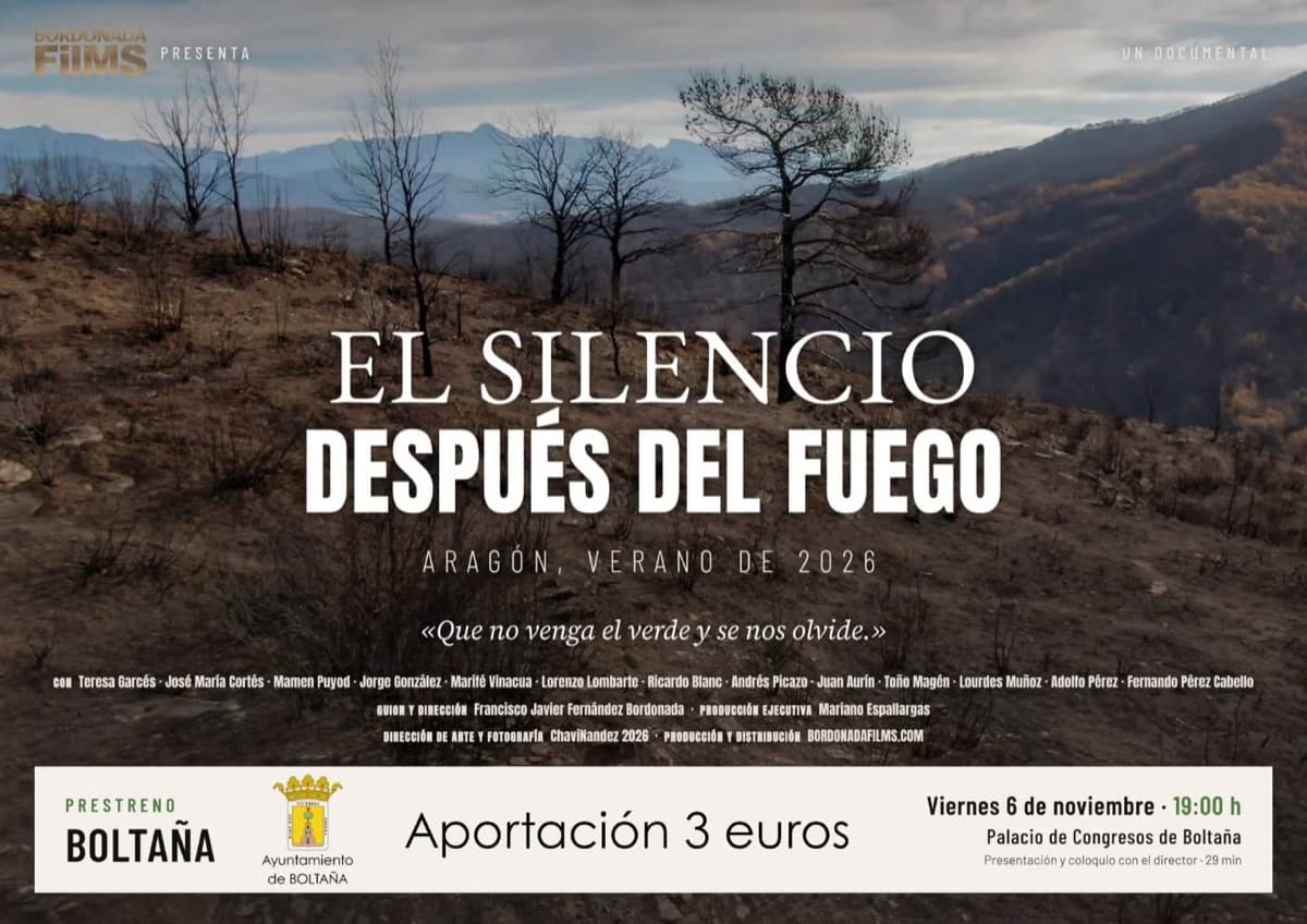 Cartel de «El silencio después del fuego»: preestreno en Boltaña
