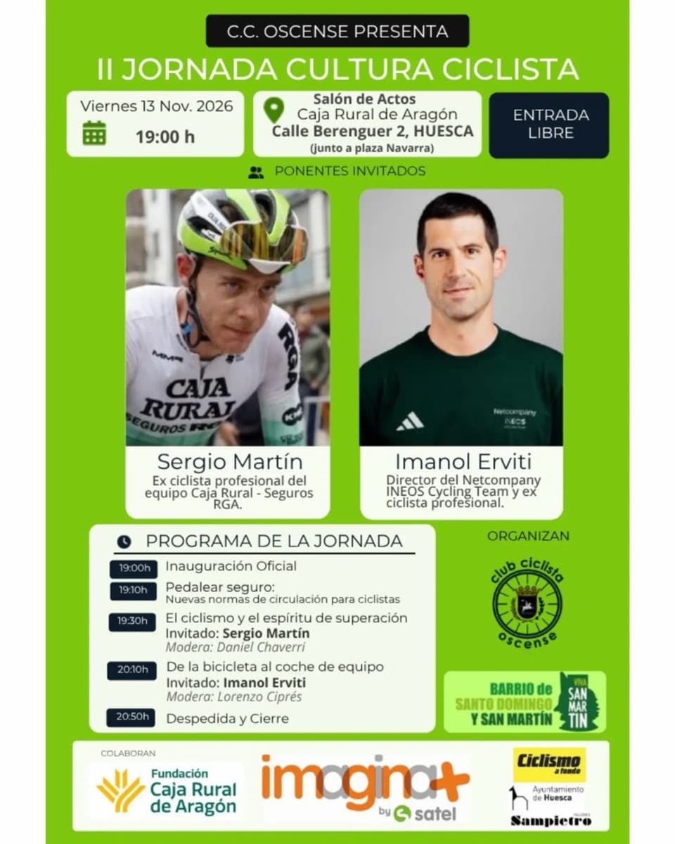 Cartel de II Jornada Cultura Ciclista: Imanol Erviti y Sergio Martín