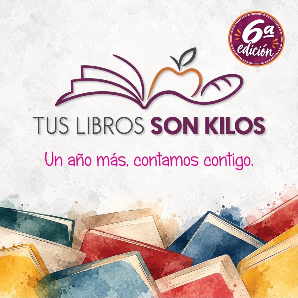 Cartel de «Tus libros son kilos»: libros a cambio de alimentos para Cáritas