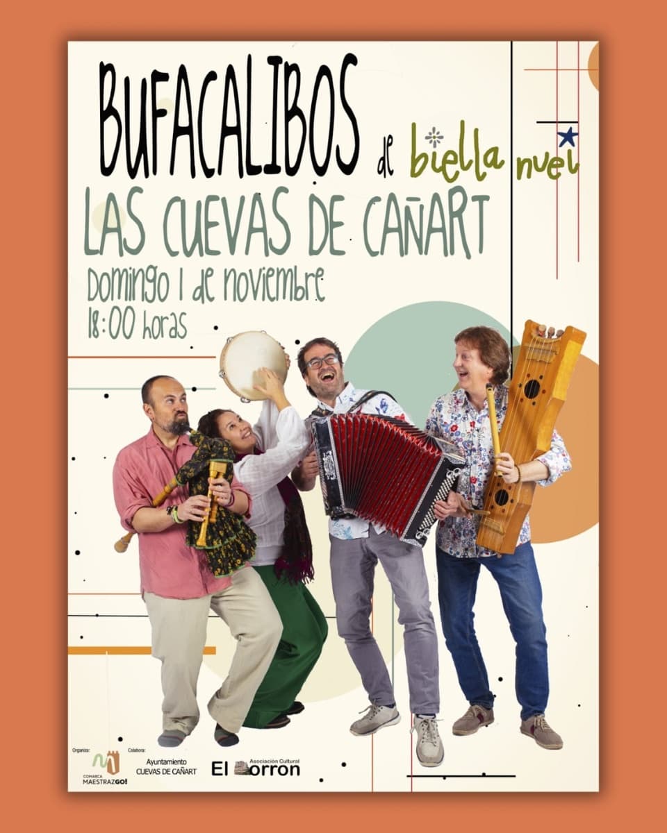 Cartel de Bufacalibos, de Biella Nuei, en Las Cuevas de Cañart