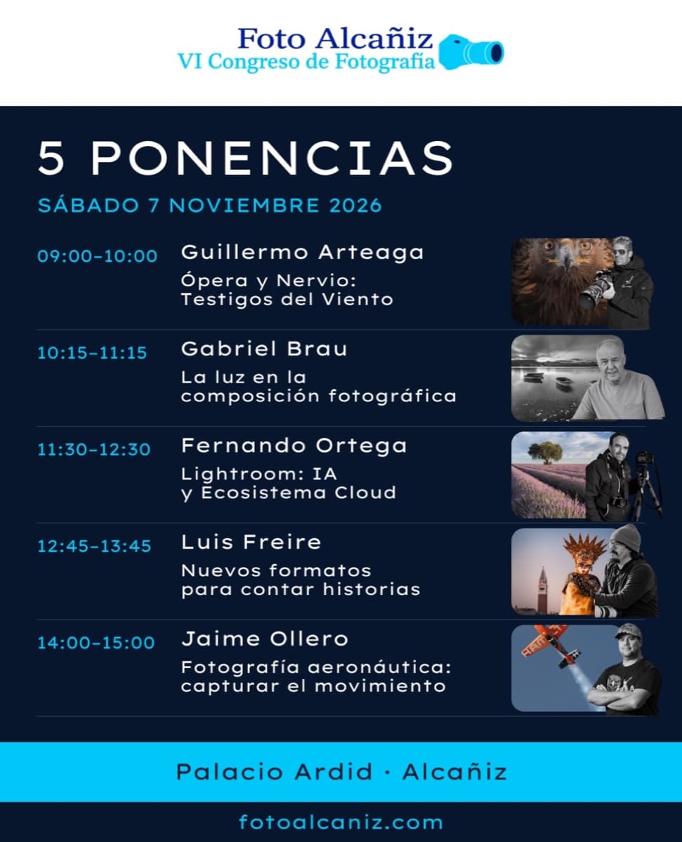 Cartel de VI Congreso de Fotografía Foto Alcañiz: cinco ponencias en el Palacio Ardid
