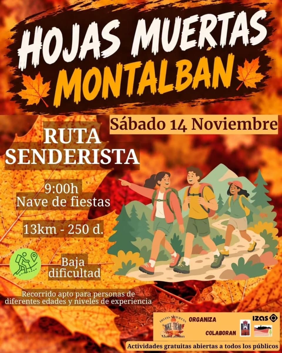 Cartel de Hojas Muertas Montalbán: ruta senderista