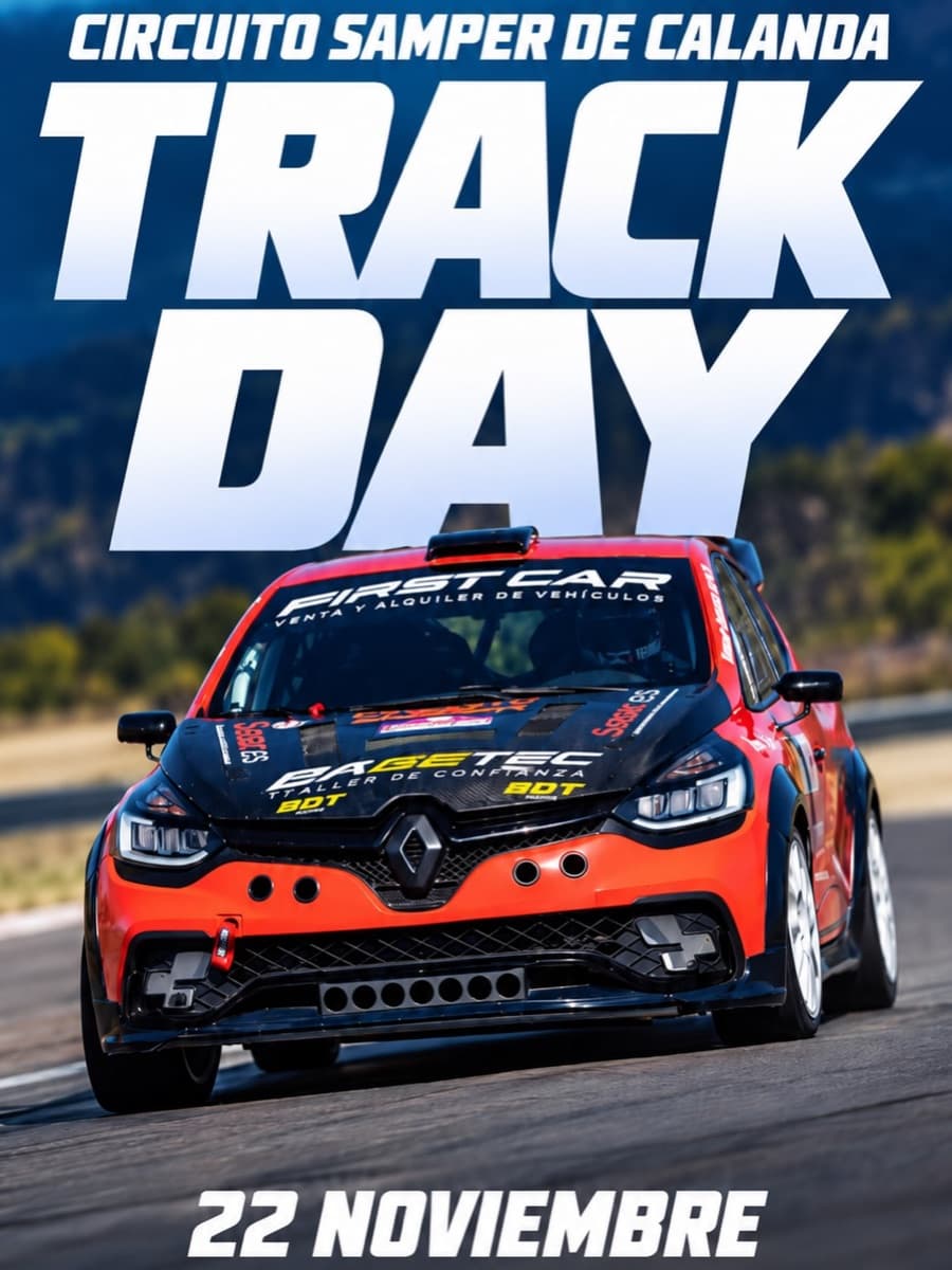 Cartel de Track Day en el Circuito Samper de Calanda