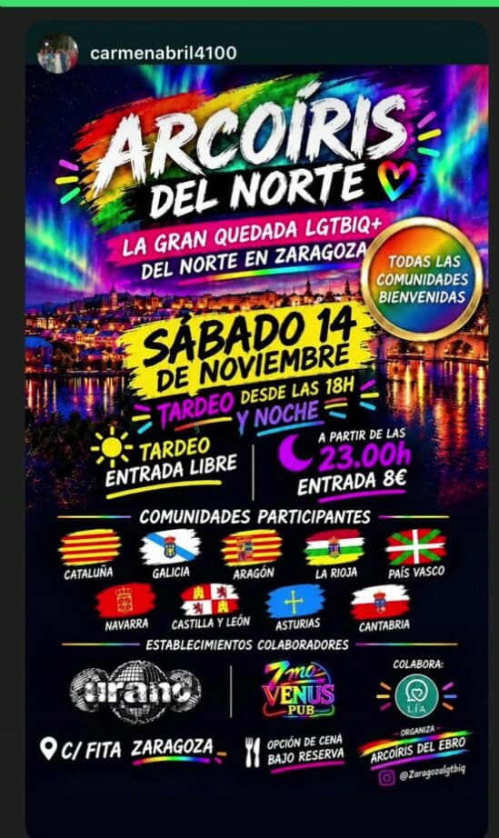 Cartel de Arcoíris del Norte: la gran quedada LGTBIQ+ del norte en Zaragoza