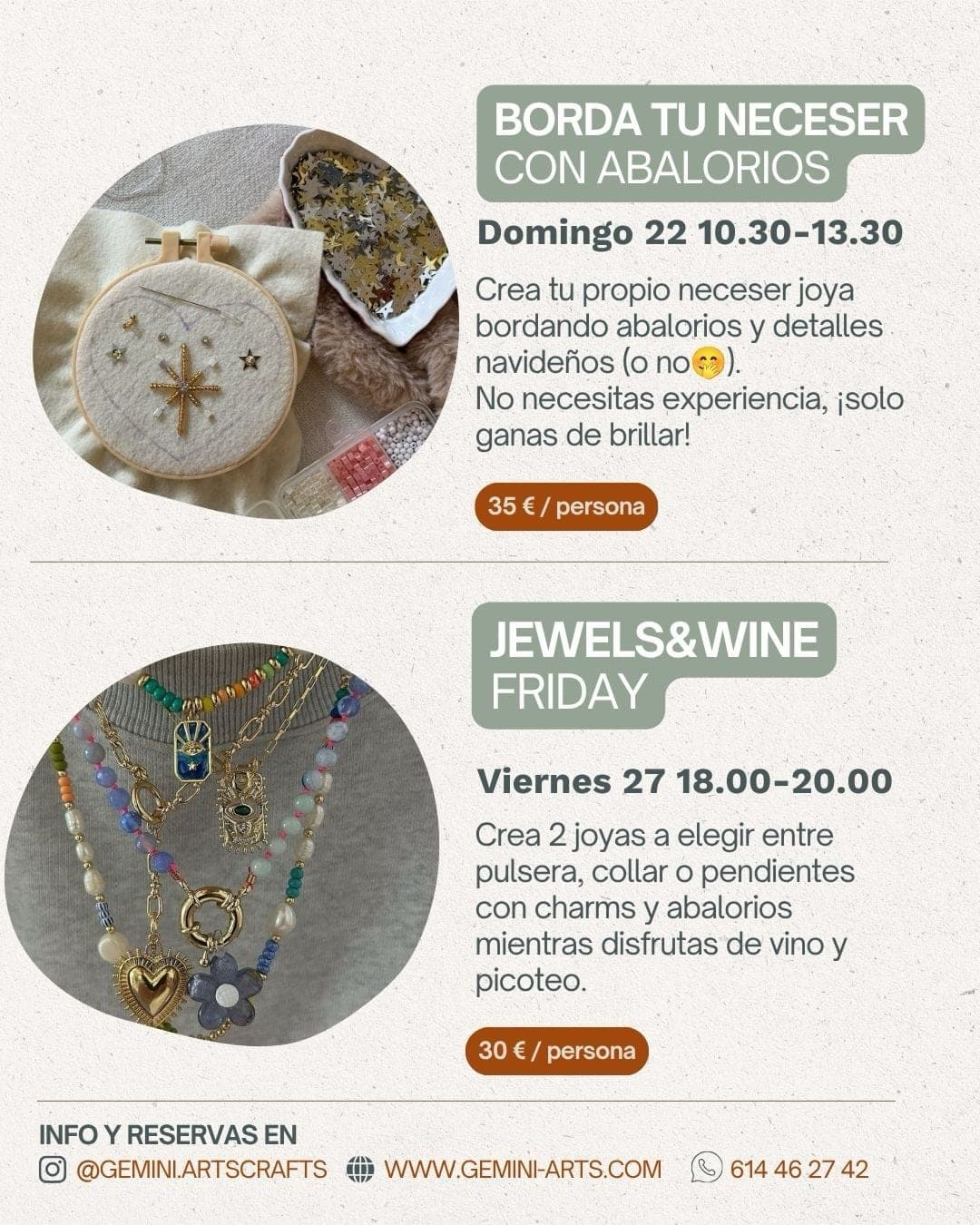 Cartel de Borda tu neceser con abalorios en Gemini