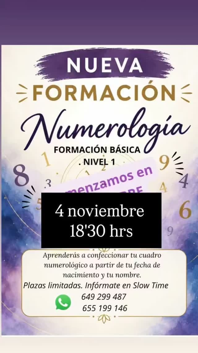 Cartel de Formación de numerología (nivel 1) en Slow Time