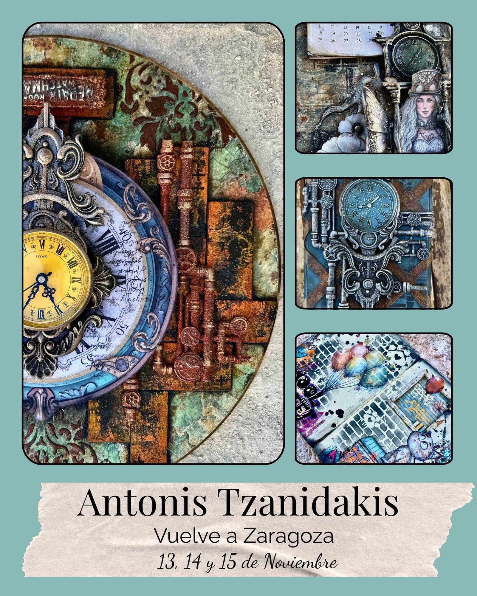 Cartel de Talleres de mixed media con Antonis Tzanidakis en Scrapyfoto