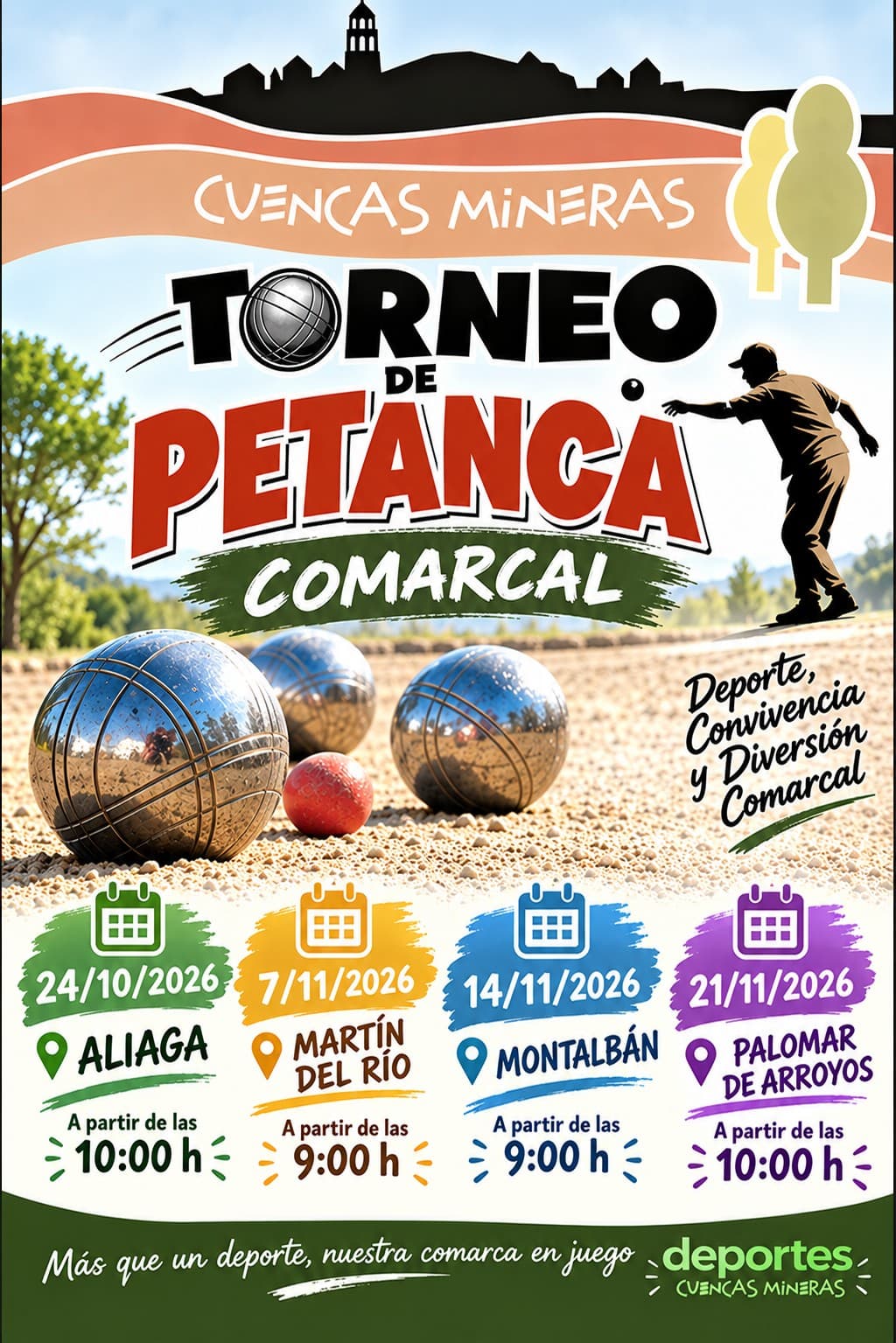 Cartel de Torneo comarcal de petanca en Palomar de Arroyos