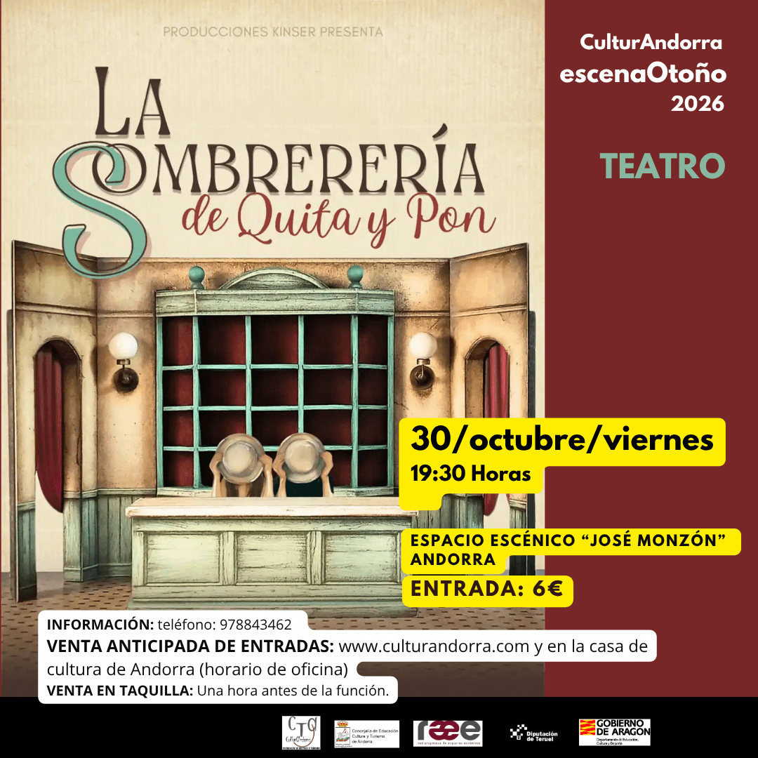 Cartel de «La sombrerería de Quita y Pon», teatro clown en Andorra
