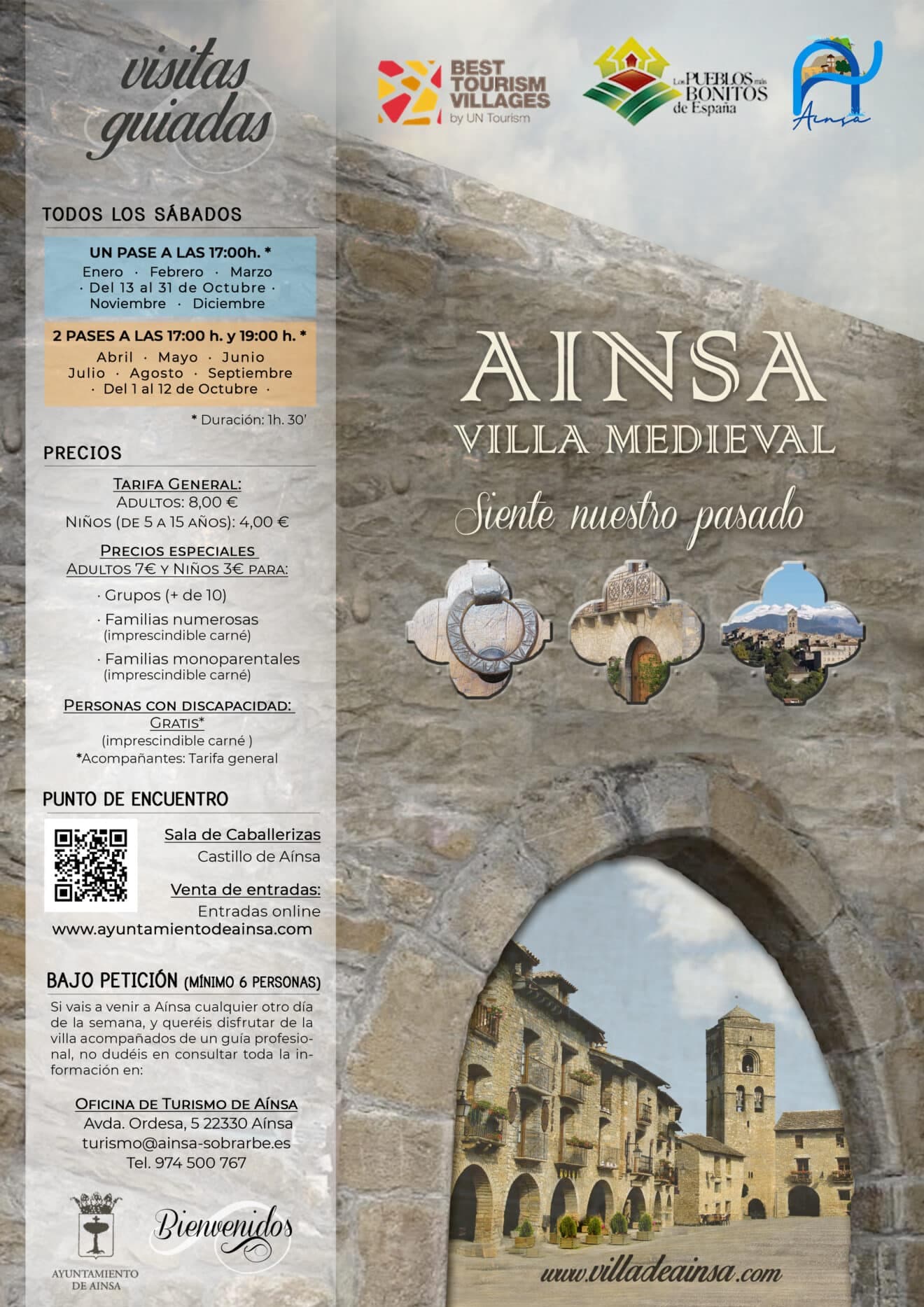 Cartel de Visita guiada a la villa medieval de Aínsa