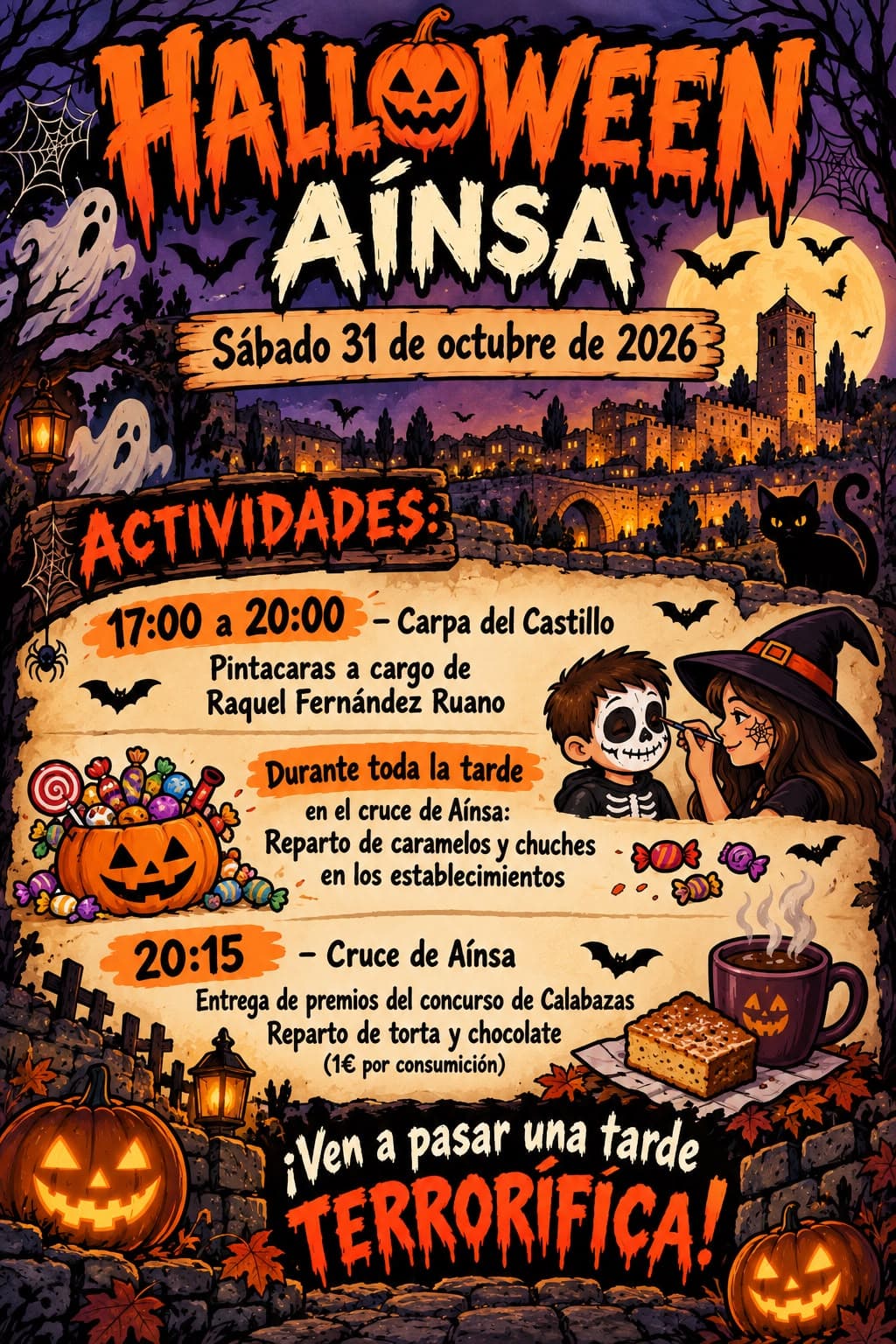 Cartel de Halloween en Aínsa