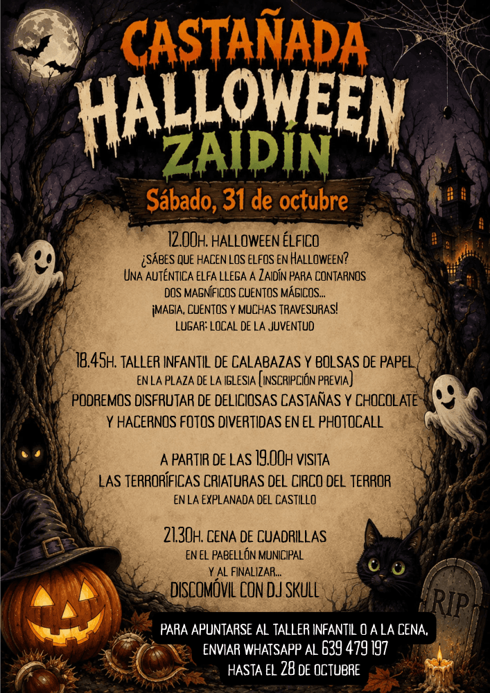 Cartel de Castañada y Halloween en Zaidín