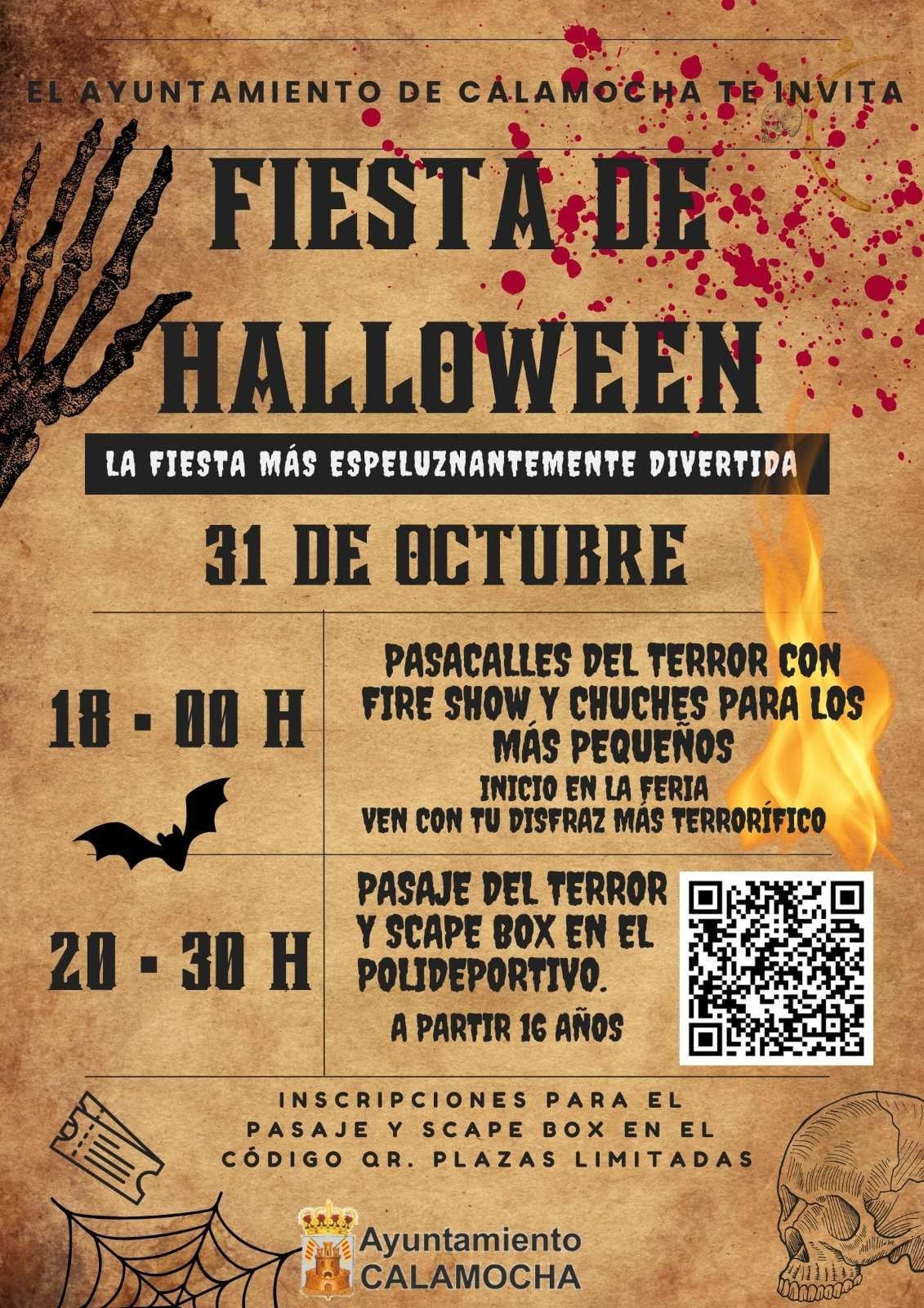 Cartel de Halloween en Calamocha: pasacalles del terror