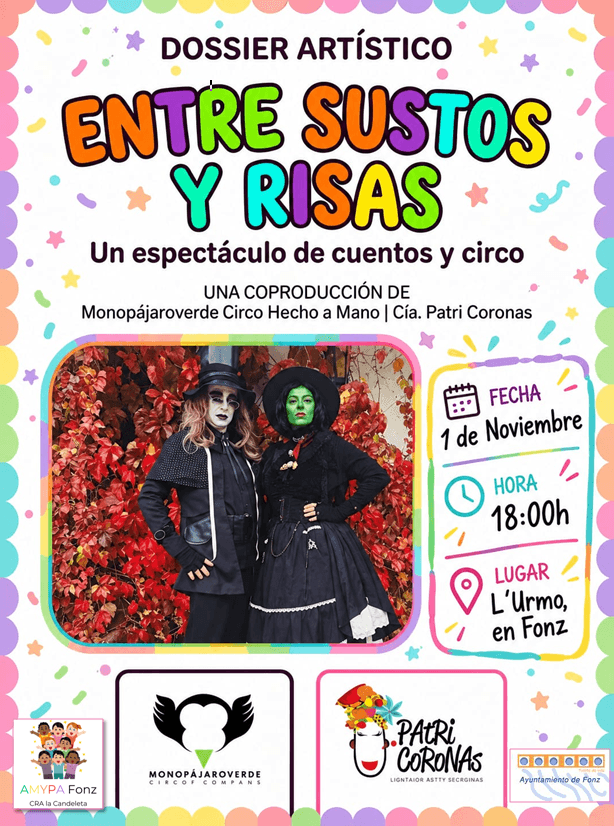 Cartel de «Entre sustos y risas»: cuentos y circo en Fonz
