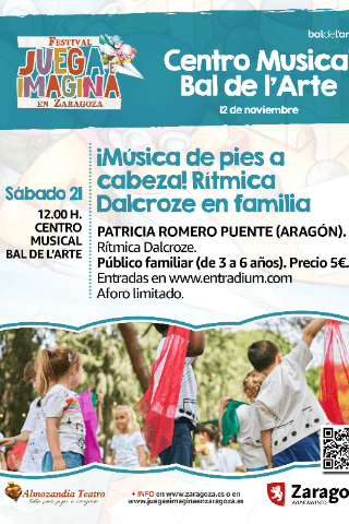 Cartel de ¡Música de Pies a Cabeza!. Rítmica Dalcroze en Familia. Patricia Romero Puente (Aragón).