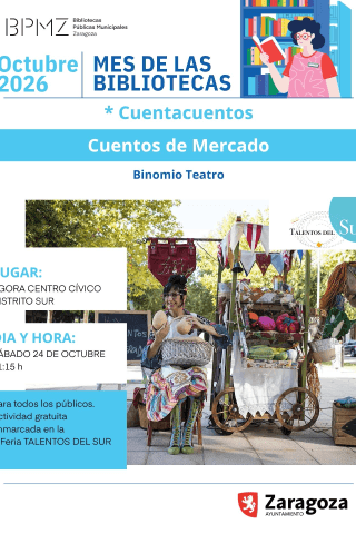 Cartel de Cuentos de mercado con Binomio Teatro