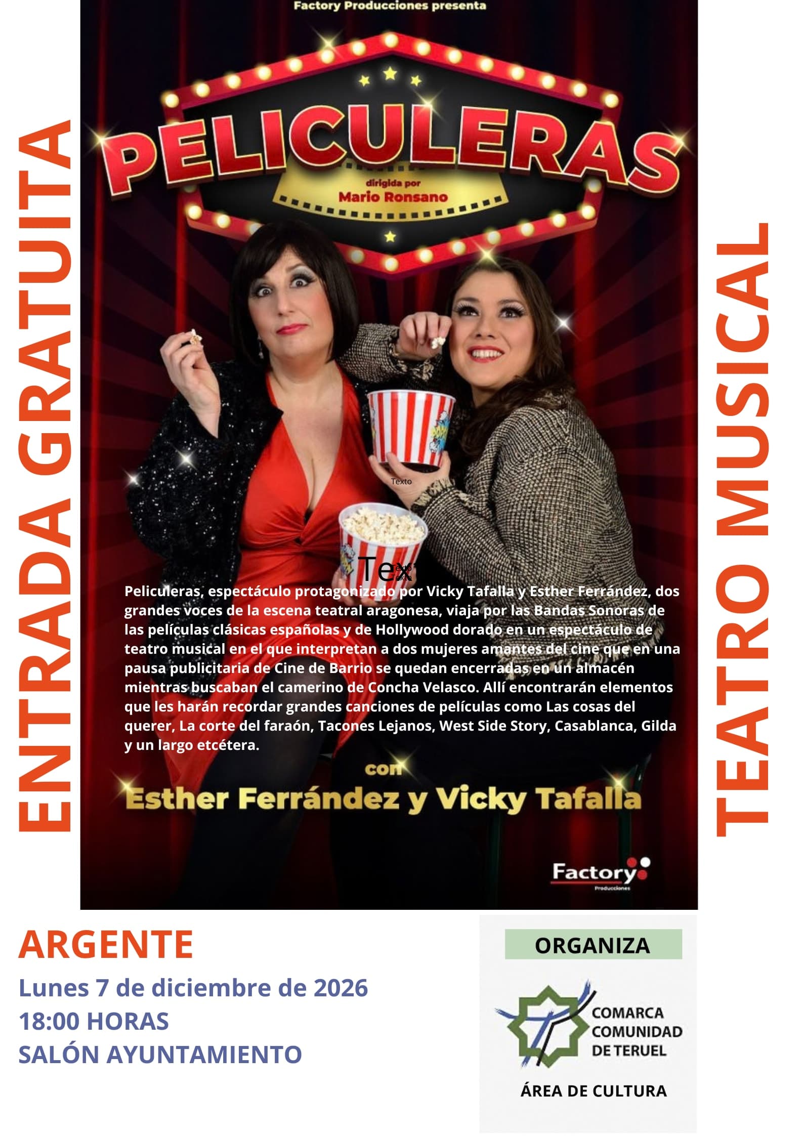 Cartel de Teatro musical: «Peliculeras» en Argente