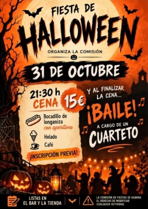 Cartel de Halloween en Lledó: cena y baile