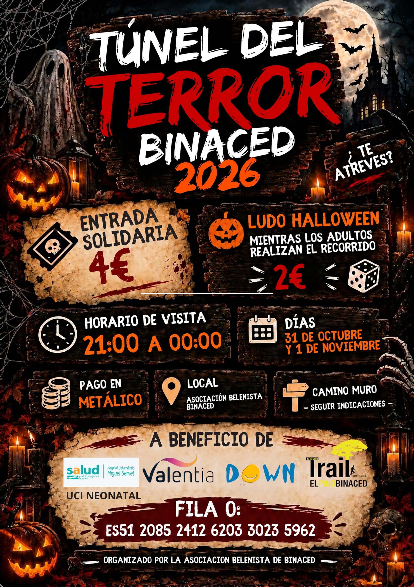 Cartel de Túnel del Terror solidario de Binaced