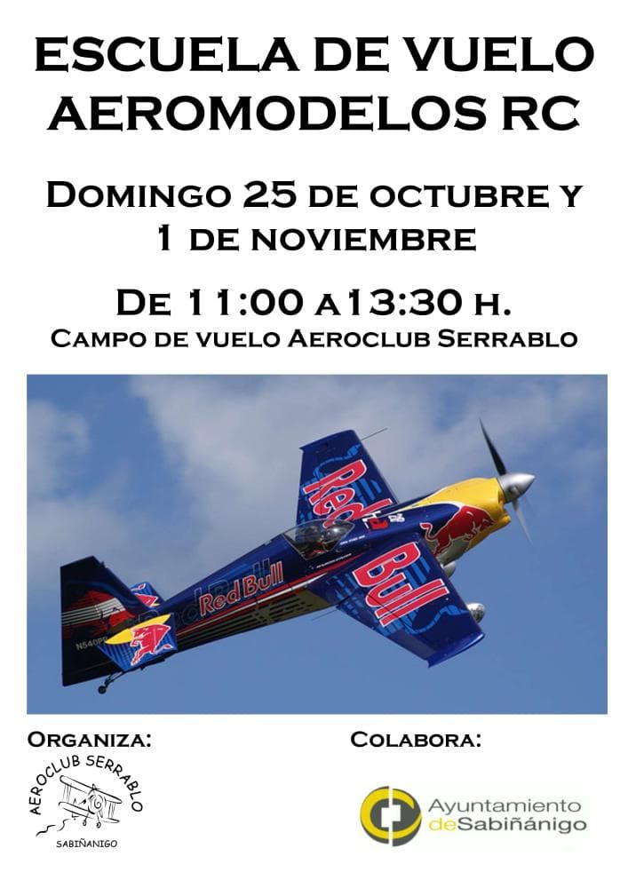 Cartel de Escuela de vuelo de aeromodelos RC del Aeroclub Serrablo