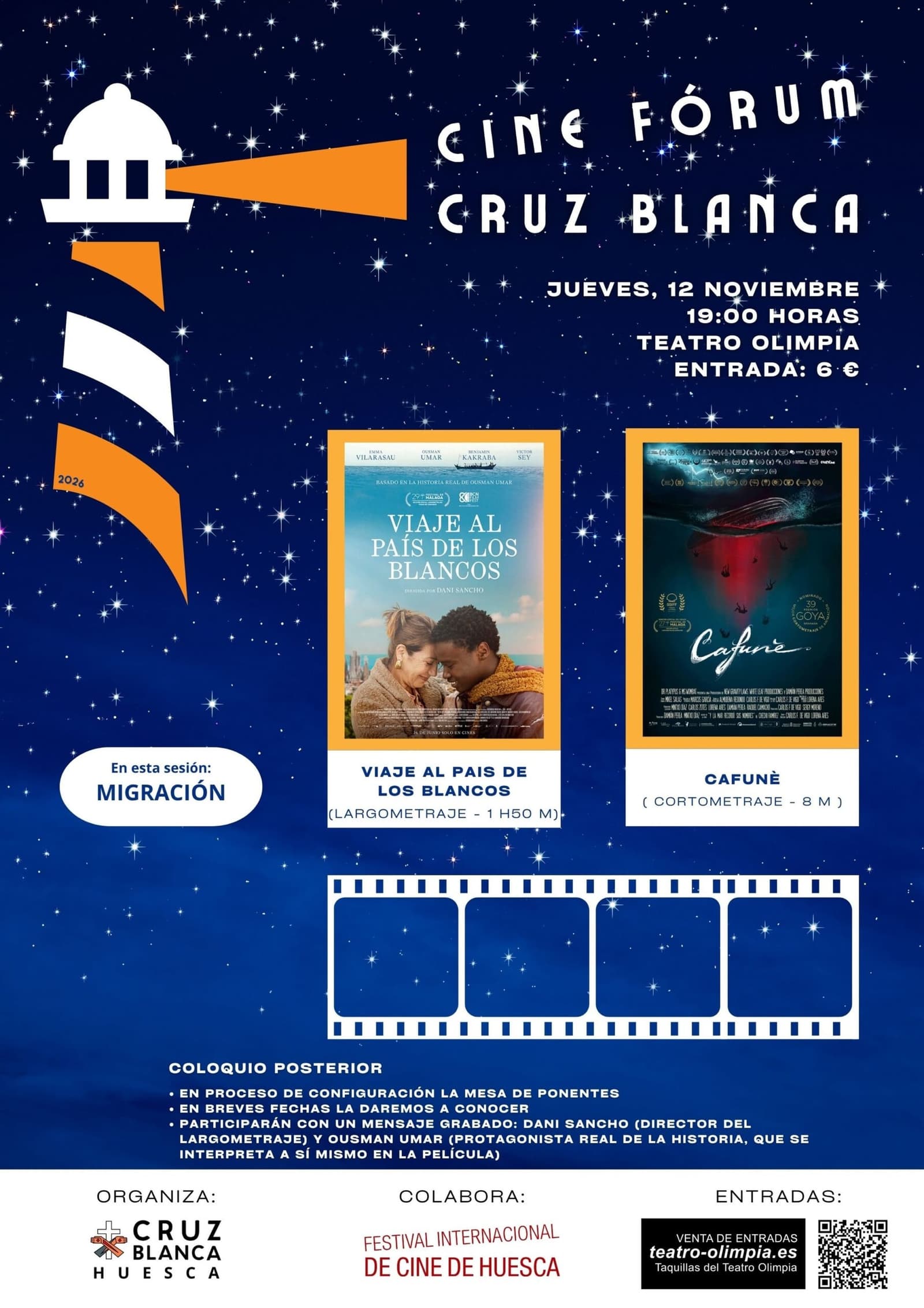 Cartel de Cine Fórum Cruz Blanca: ‘Cafunè’ y ‘Viaje al país de los blancos’