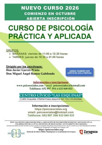 Cartel de Curso de Psicología práctica y aplicada